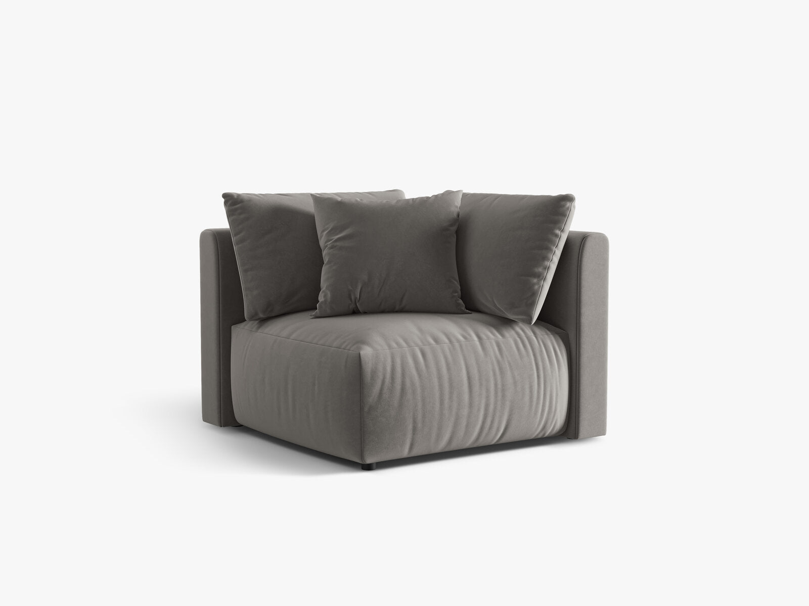 Micadoni Eckmodul Chris 1-Sitzer Samt Grau