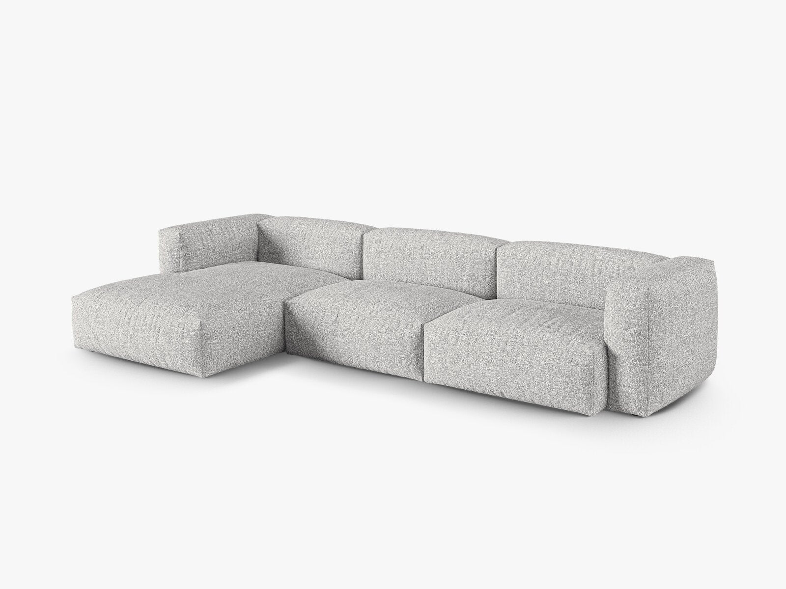 Micadoni Ecksofa Martina 3-Sitzer 90cm Sitztiefe Links Boucle Monet Silber