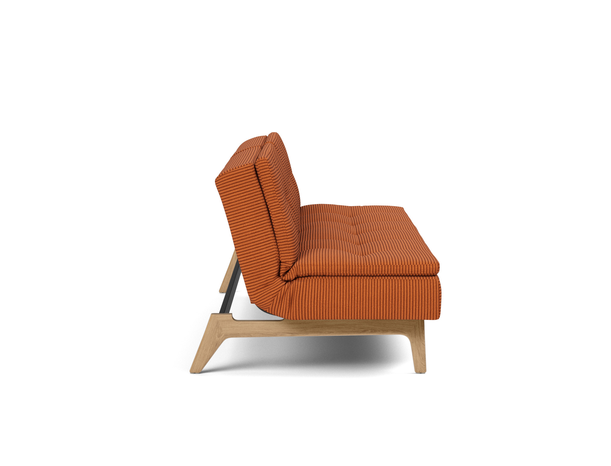 Schlafsofa Dublexo Kord Corduroy 595-Burnt-Orange Beine Eiche