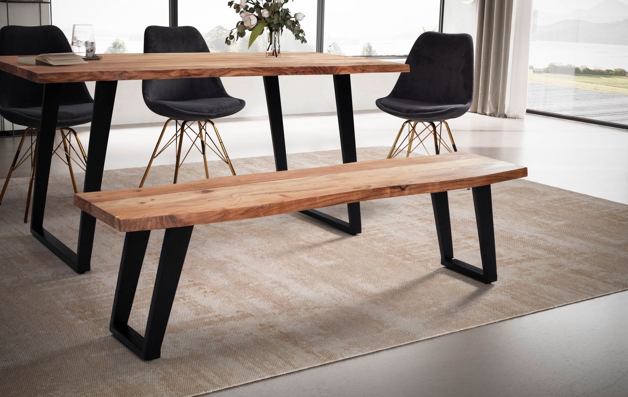 Essbank Meraker Akazie Massivholz 120 cm