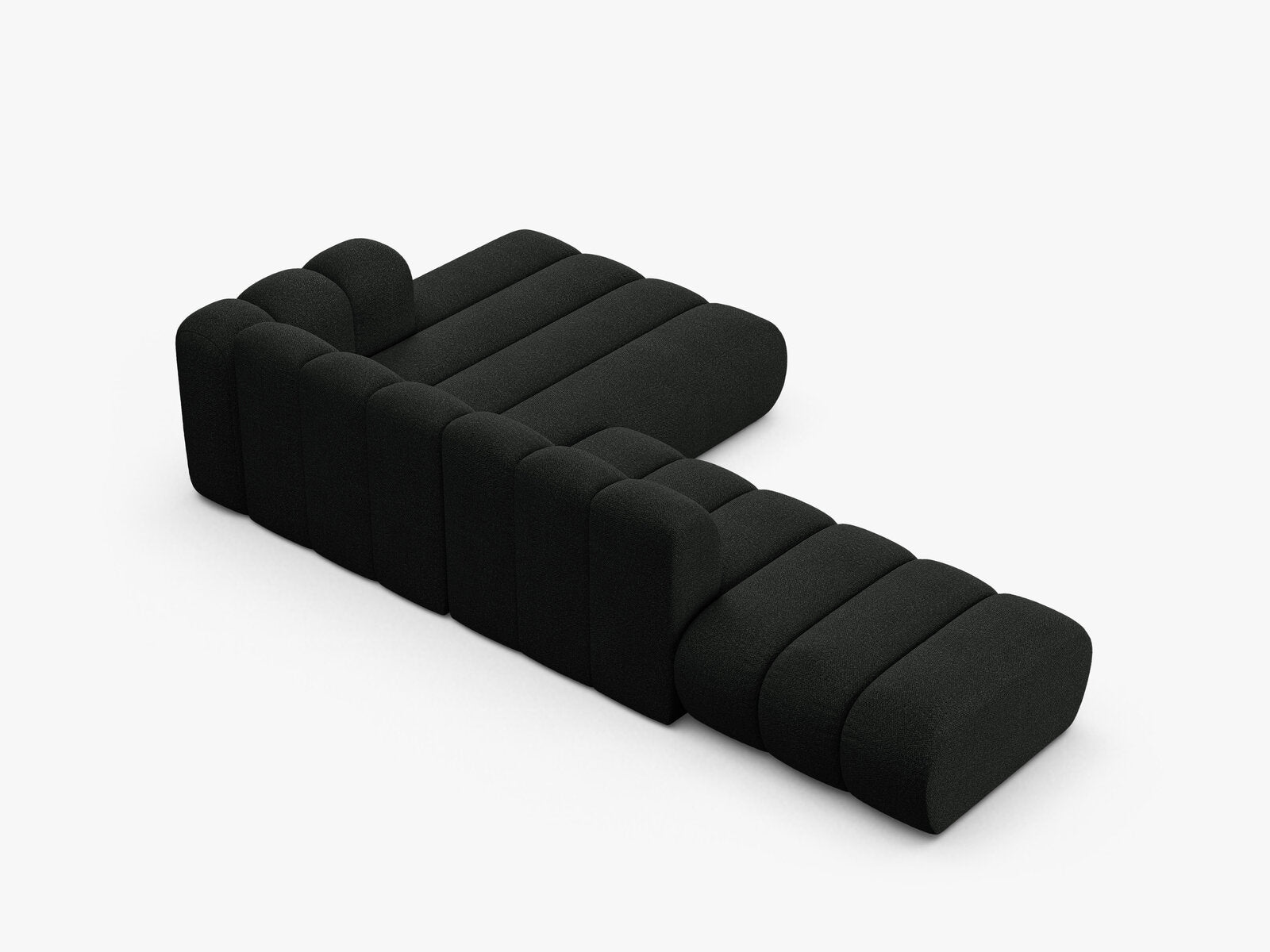 Micadoni Modulares Ecksofa offen Lupine 5-Sitzer Rechts Boucle Baloo Schwarz