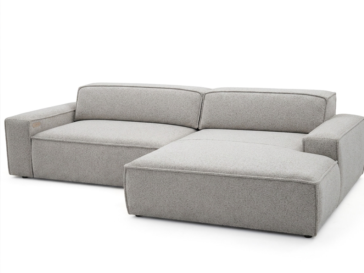 Bobochic Abel Ecksofa mit Schlaffunktion Melange-Stoff Grau Ecke rechts