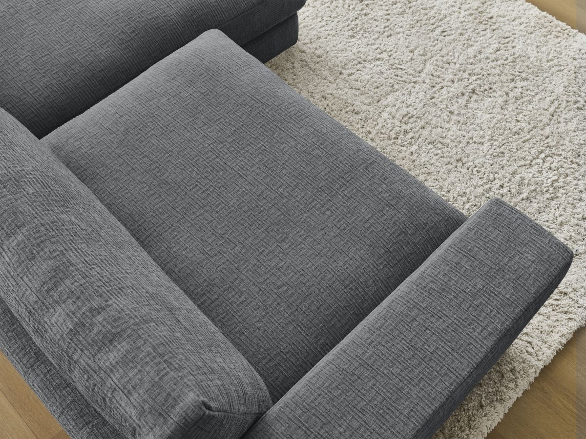 Bobochic Leonard Ecksofa 234 × 159 cm Strukturstoff Dunkelgrau Ecke rechts