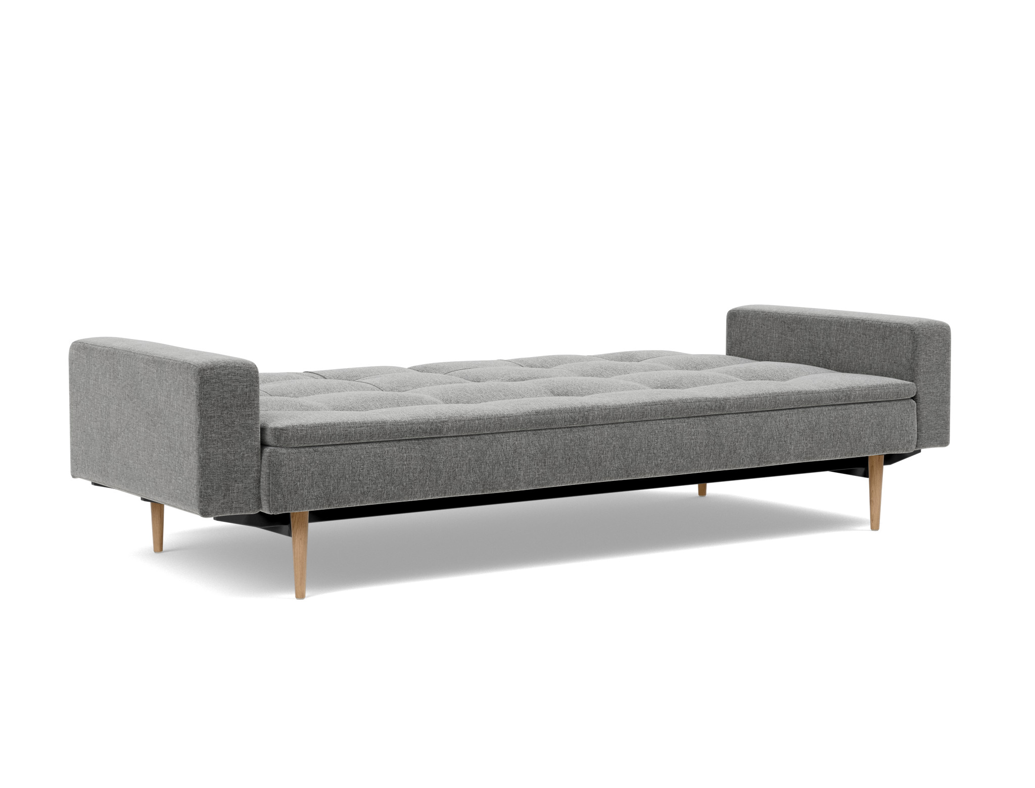 Schlafsofa Dublexo mit Armlehnen Strukturierter Stoff Twist 563-Charcoal Beine Styletto Eiche hell