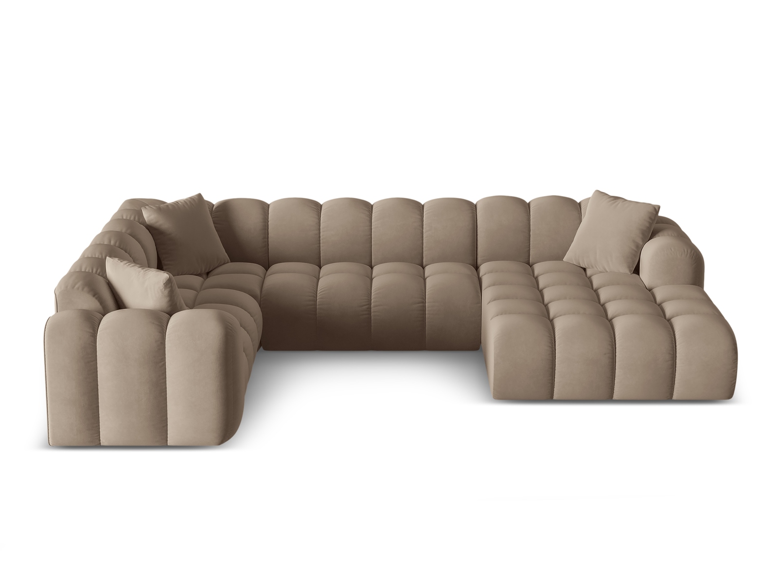 Cosmopolitan Design Panoramasofa Treno 4-Sitzer Samt Bluvel Cappuccino Links