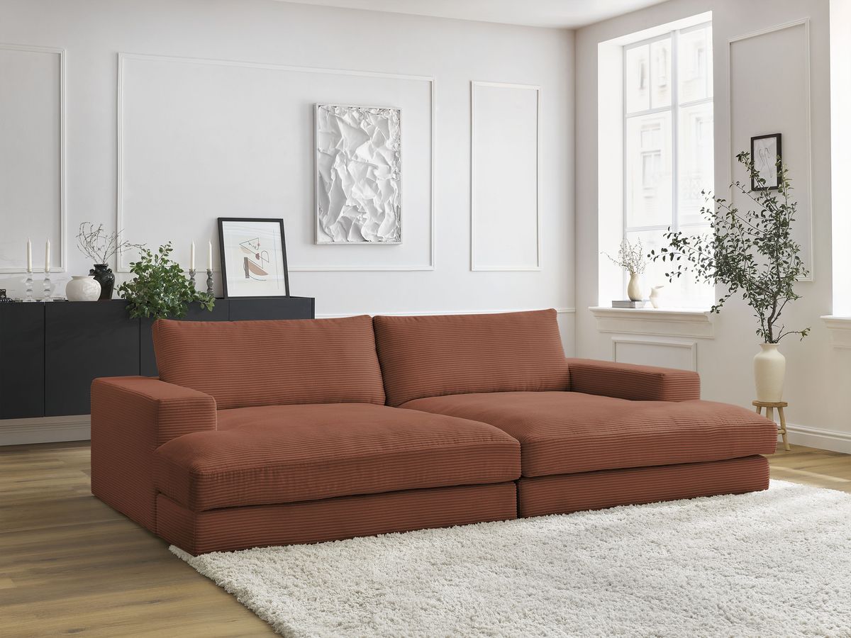 Bobochic Leonard Sofa 4-Sitzer 234 × 159 cm Cordsamt Orange
