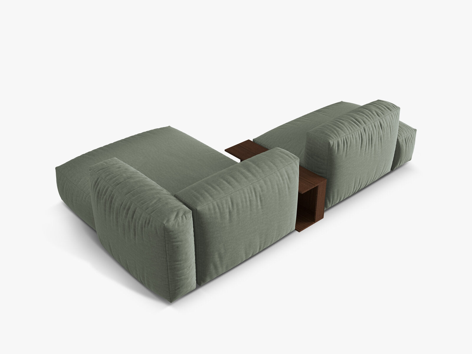 Micadoni Ecksofa Martina 2-Sitzer mit Couchtisch Rechts Strukturierter Stoff Moßgrün