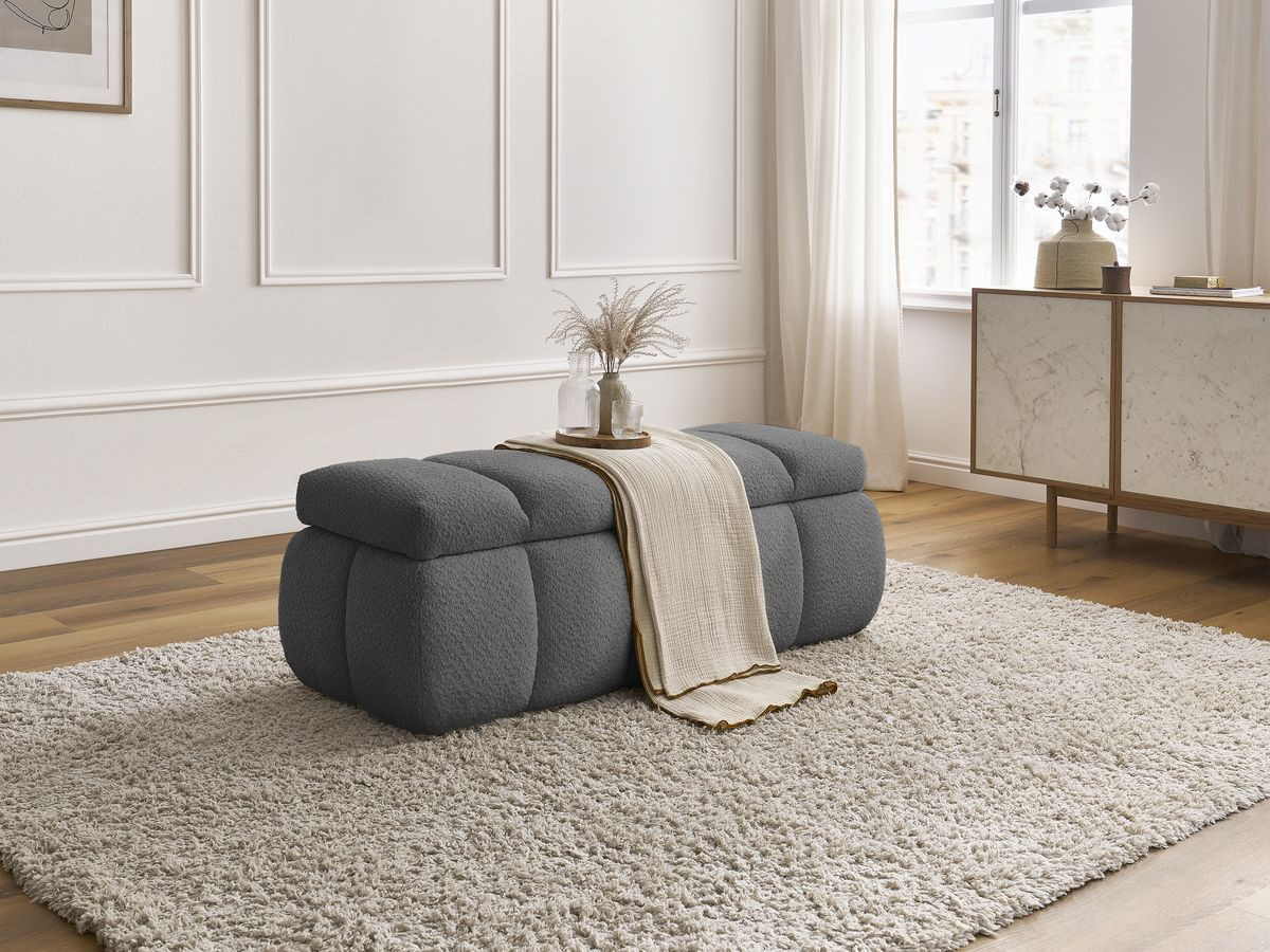 Bobochic Denali Bettbank 146 × 56 cm Bouclé-Stoff Dunkelgrau