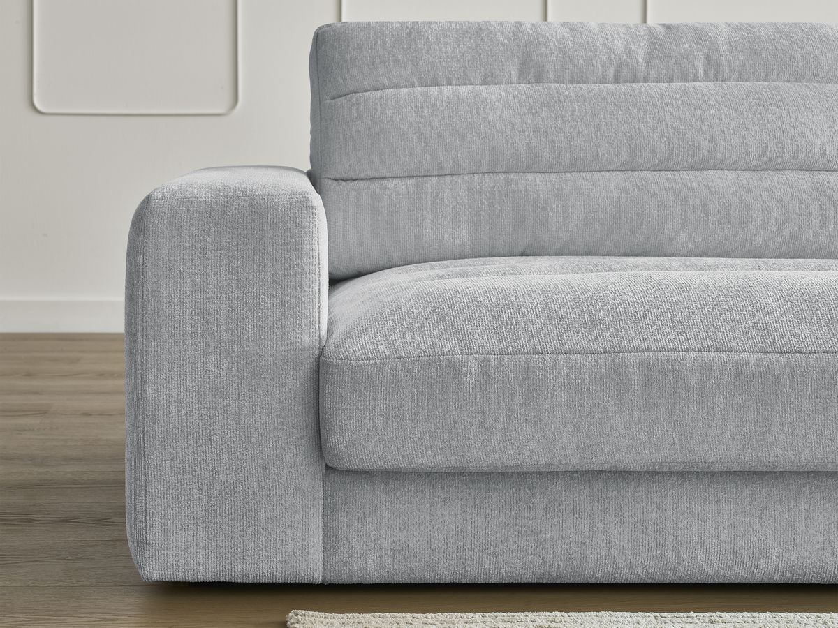 Bobochic Sierra Ecksofa mit Pouf Strukturstoff Hellgrau Ecke rechts