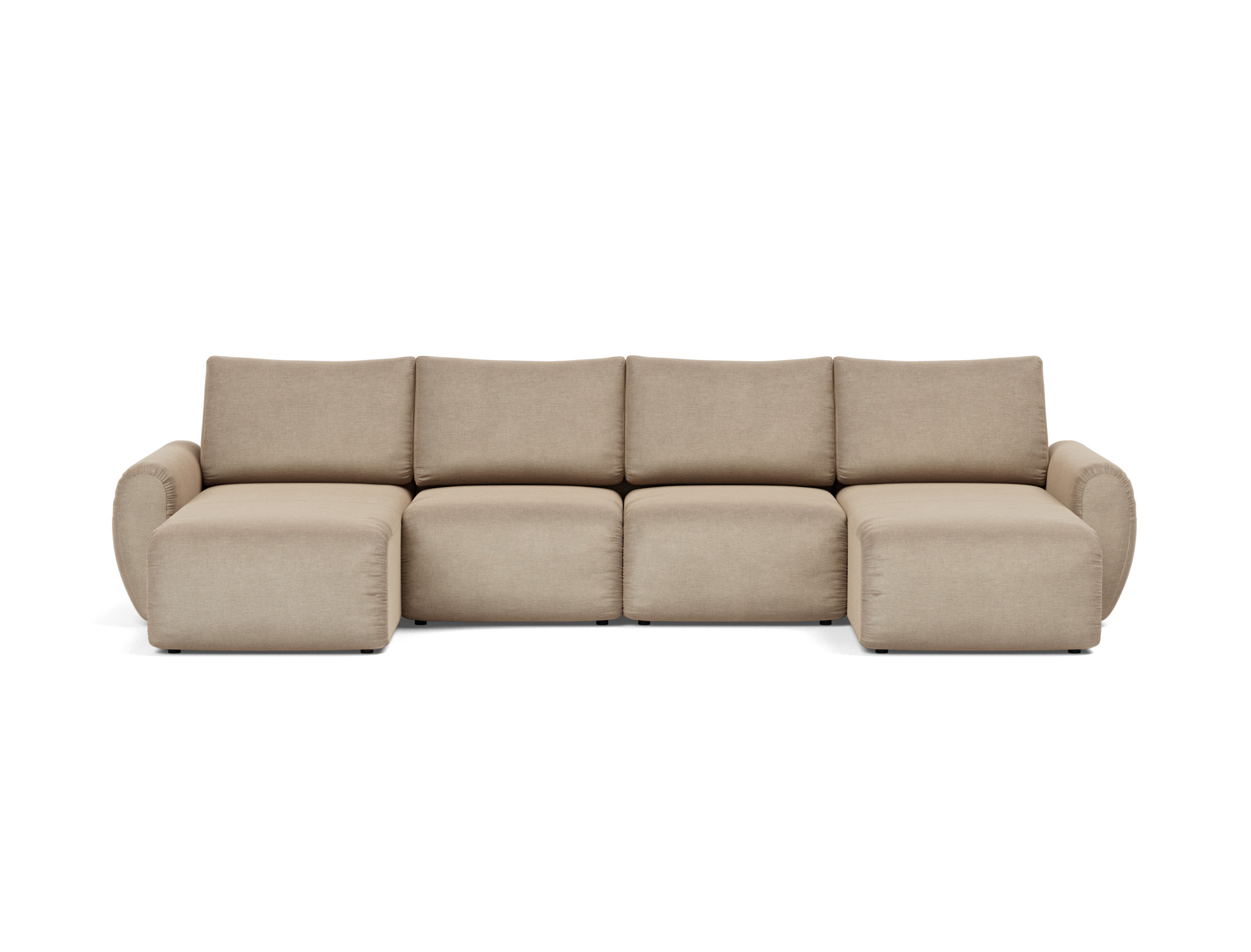 Schlafsofa Norum U-Form mit Curve-Armlehnen Flachgewebe Phobos 587-Mocha
