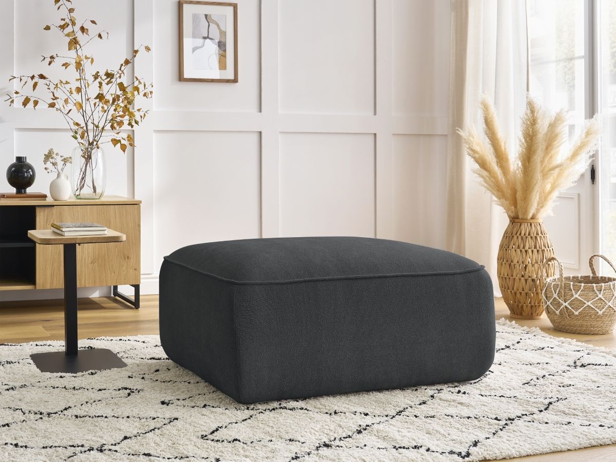 Bobochic Zephyr Pouf Strukturstoff Dunkelgrau
