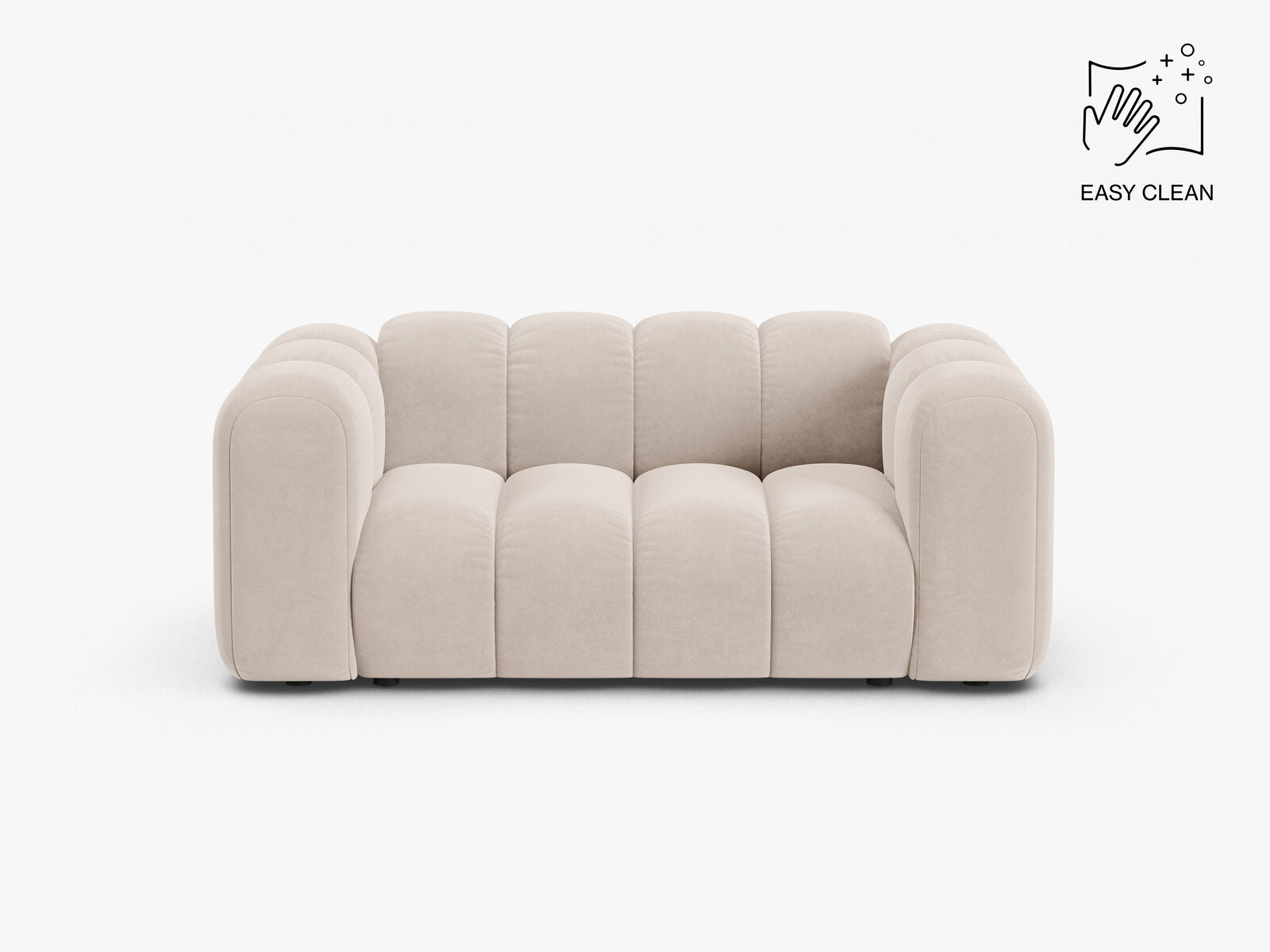 Micadoni Sofa Lupine 2-Sitzer kleine Version Samt Venus Helles Beige