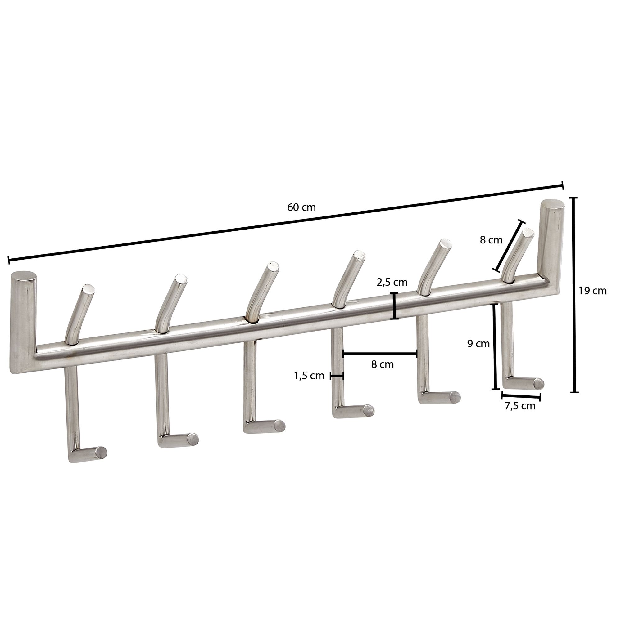 Wandgarderobe Fossvogur Metall Silber 60 × 10 × 19 cm
