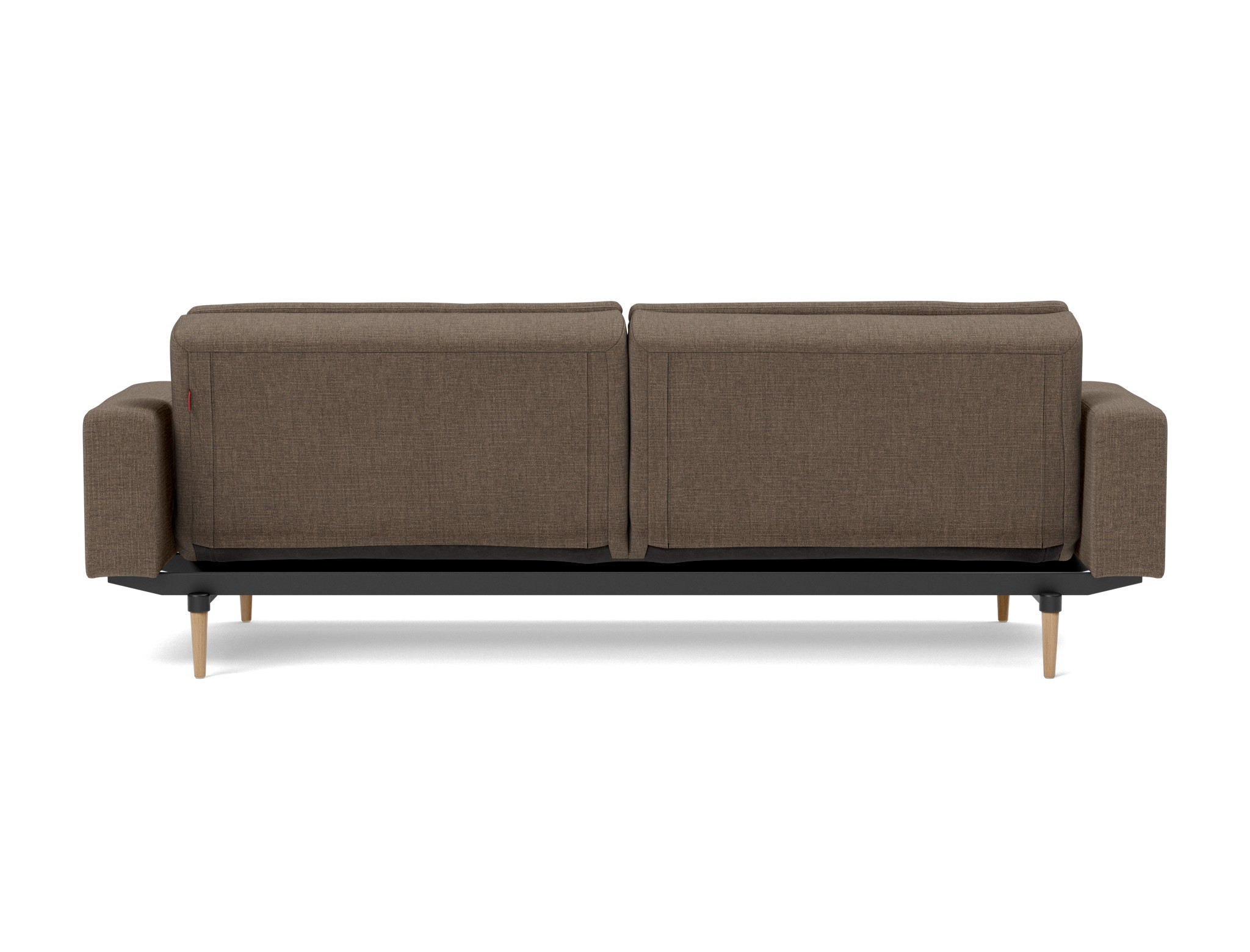 Schlafsofa Dublexo mit Armlehnen Chenille Esina 411-Cedar-Brown Beine Styletto Eiche hell