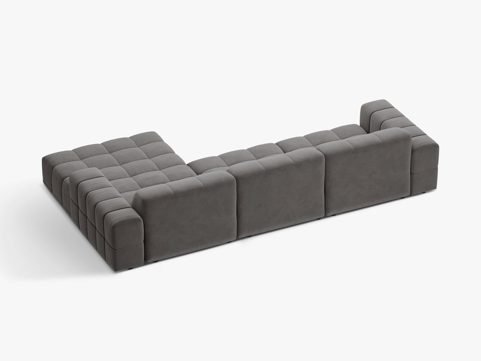 Micadoni Ecksofa Jennifer 4-Sitzer Rechts Samt Bluvel Hellgrau