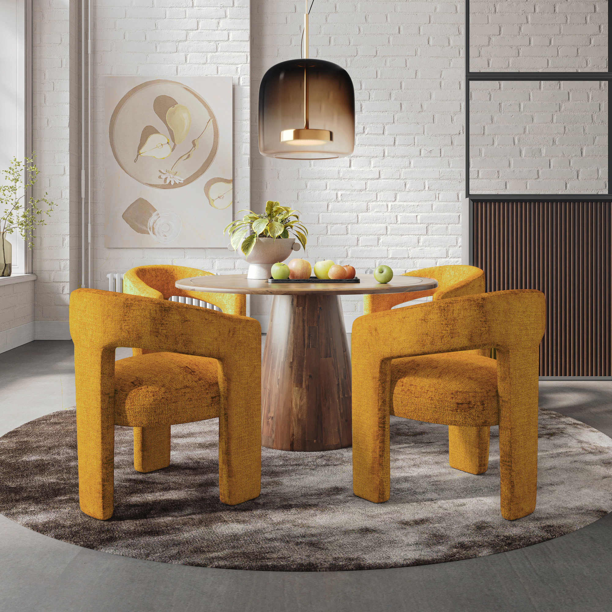 Livin Hill Set Leith: 4× Polsterstuhl Orange-Gold