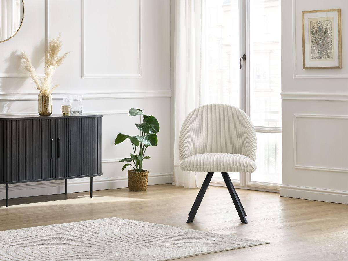 Bobochic Lalie Esszimmerstuhl mit Sternfuß Cordsamt Beige