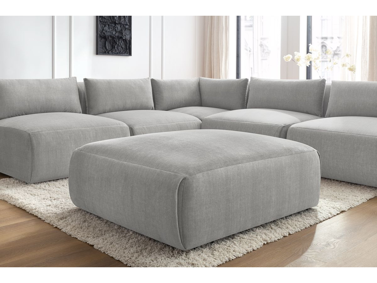 Bobochic Jeanne Ecksofa mit Pouf Samt Hellgrau