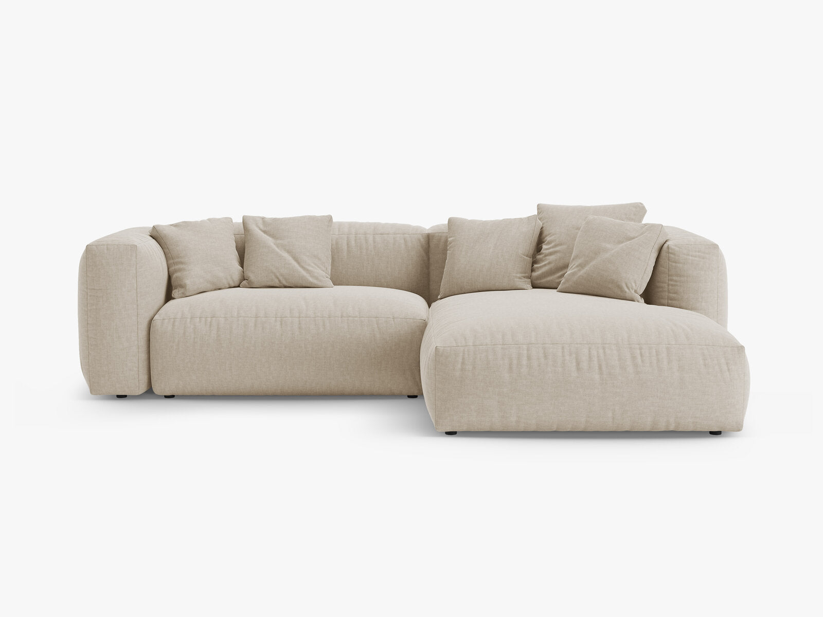 Micadoni Martina Ecksofa 4-Sitzer mit Schlaffunktion Rechts Strukturierter Stoff Boston Helles Beige
