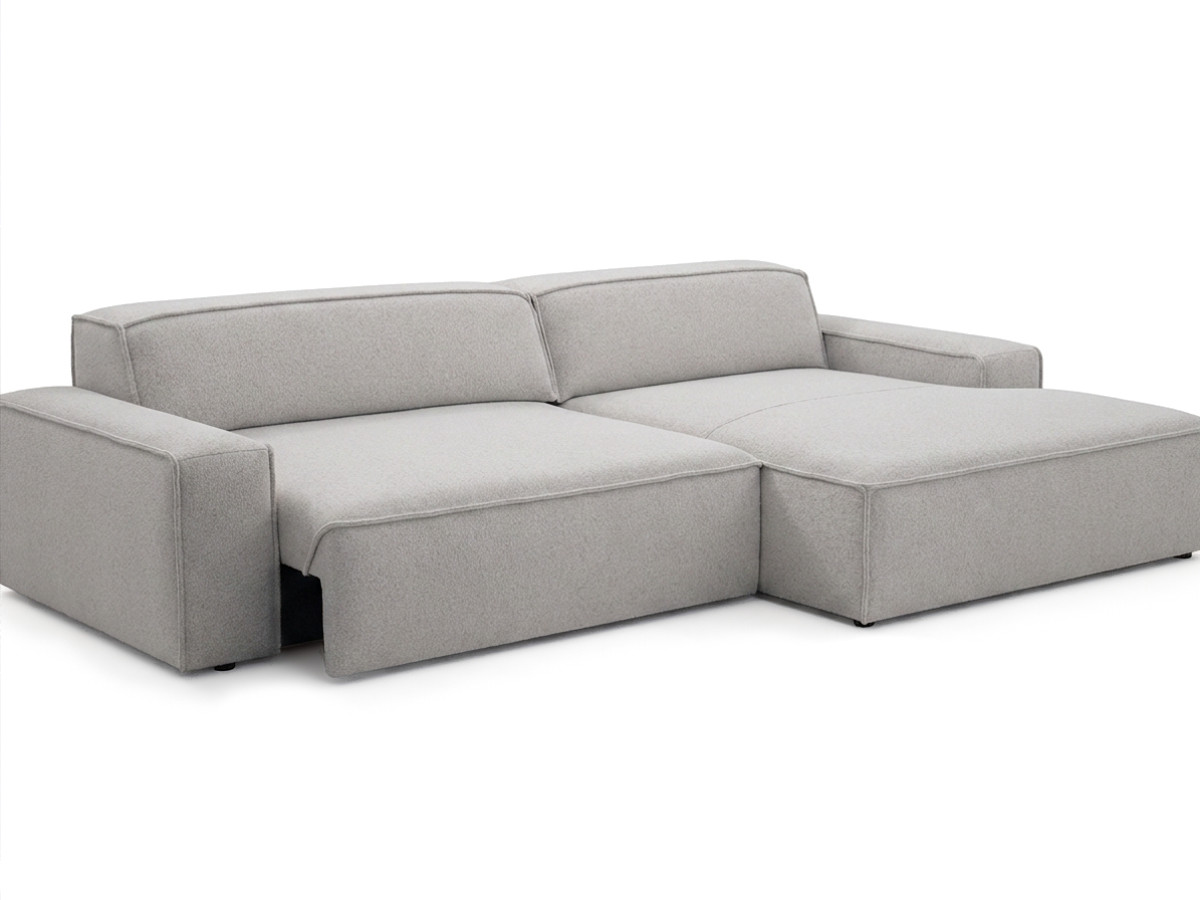 Bobochic Abel Ecksofa mit Schlaffunktion Melange-Stoff Grau Ecke rechts