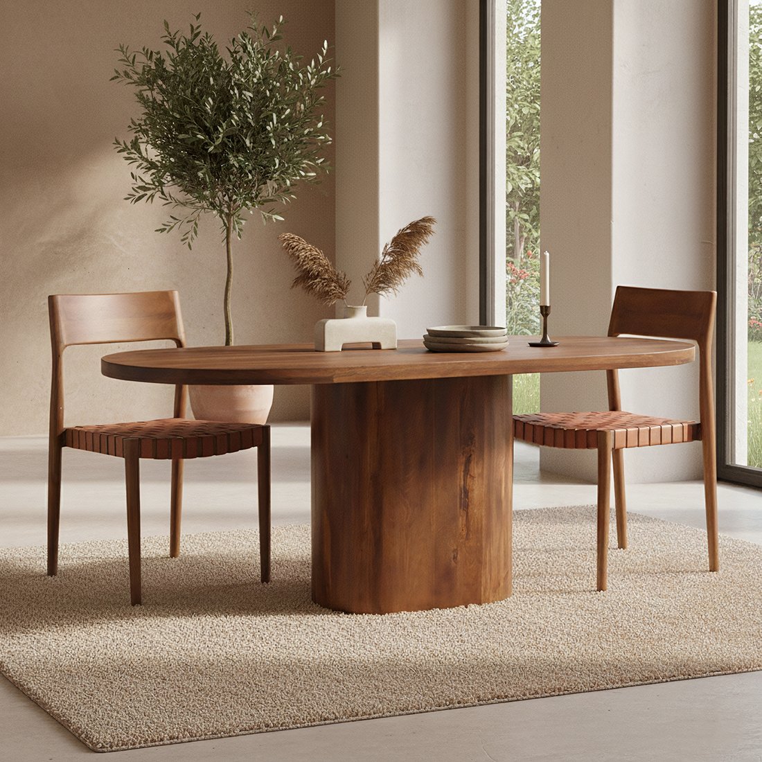 Raw Materials Bullnose Oblong Esstisch aus Mangoholz oval 180cm