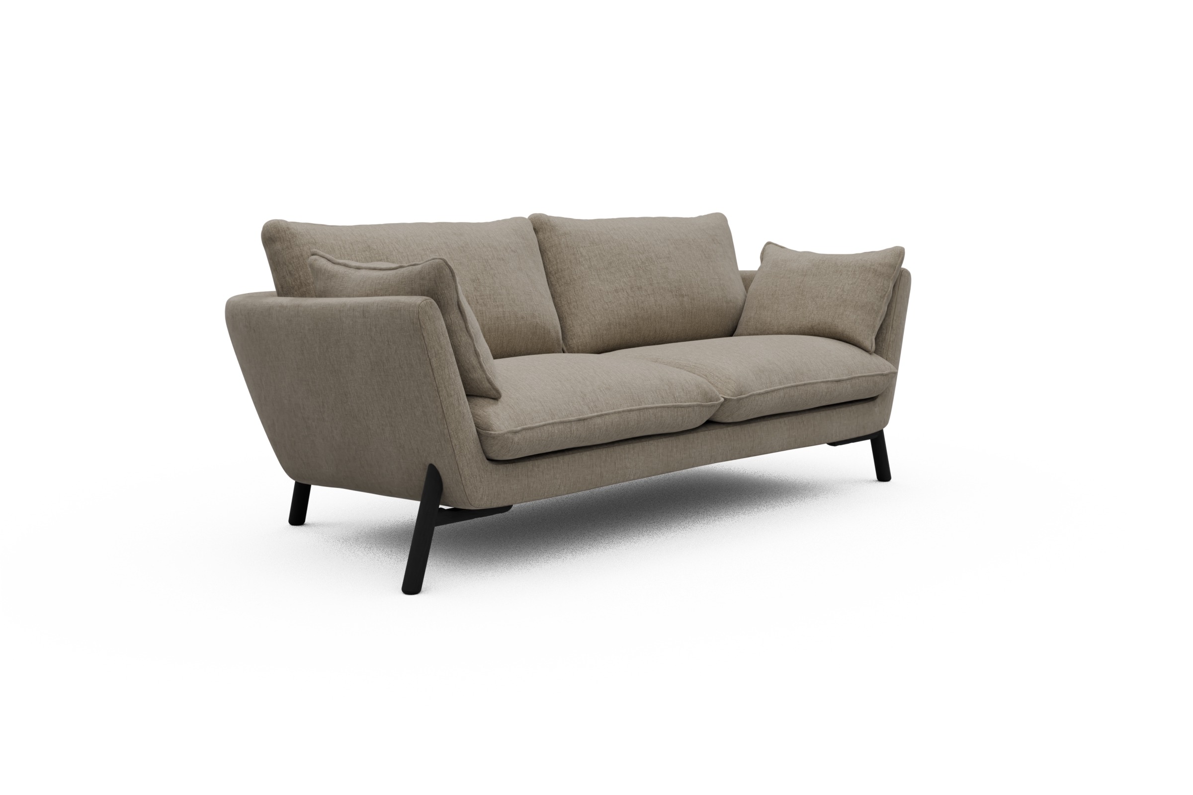 Sofa Emil 2-Sitzer Beinfarbe Eiche Schwarz Smooth-Beige
