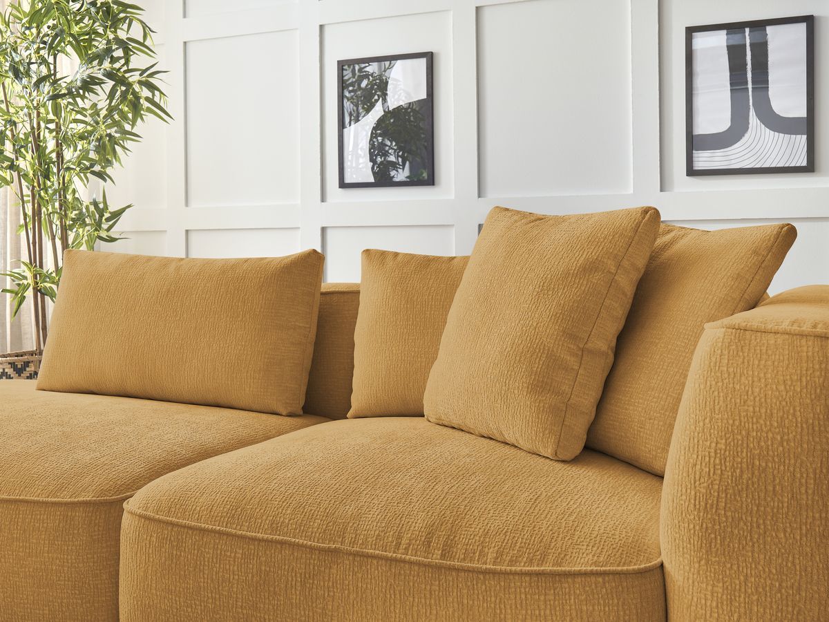 Bobochic Leopold Sofa 3-Sitzer Strukturstoff Gelb Armlehne rechts