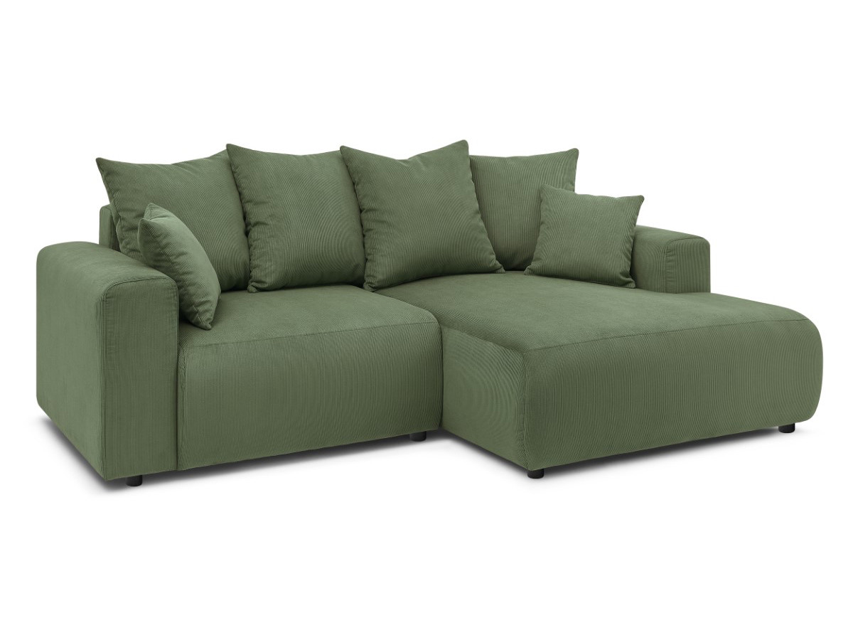 Bobochic Enjoy Ecksofa Cordsamt Grün Ecke rechts