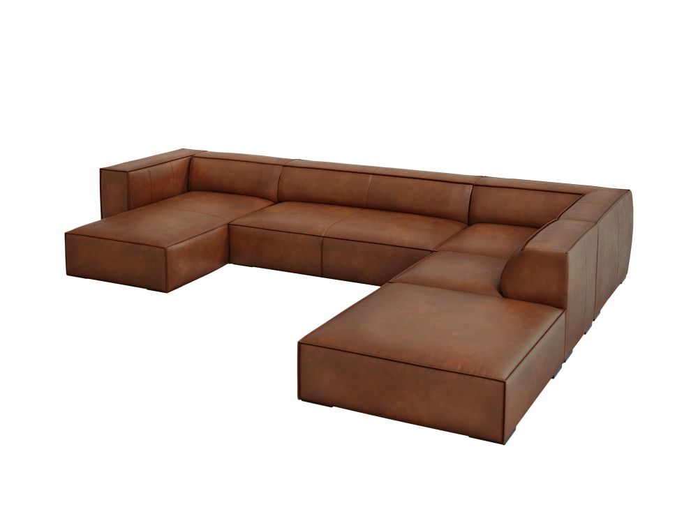 Cosmopolitan Design Panoramasofa Turin 6-Sitzer 365 cm Leder Granada Braun Rechts