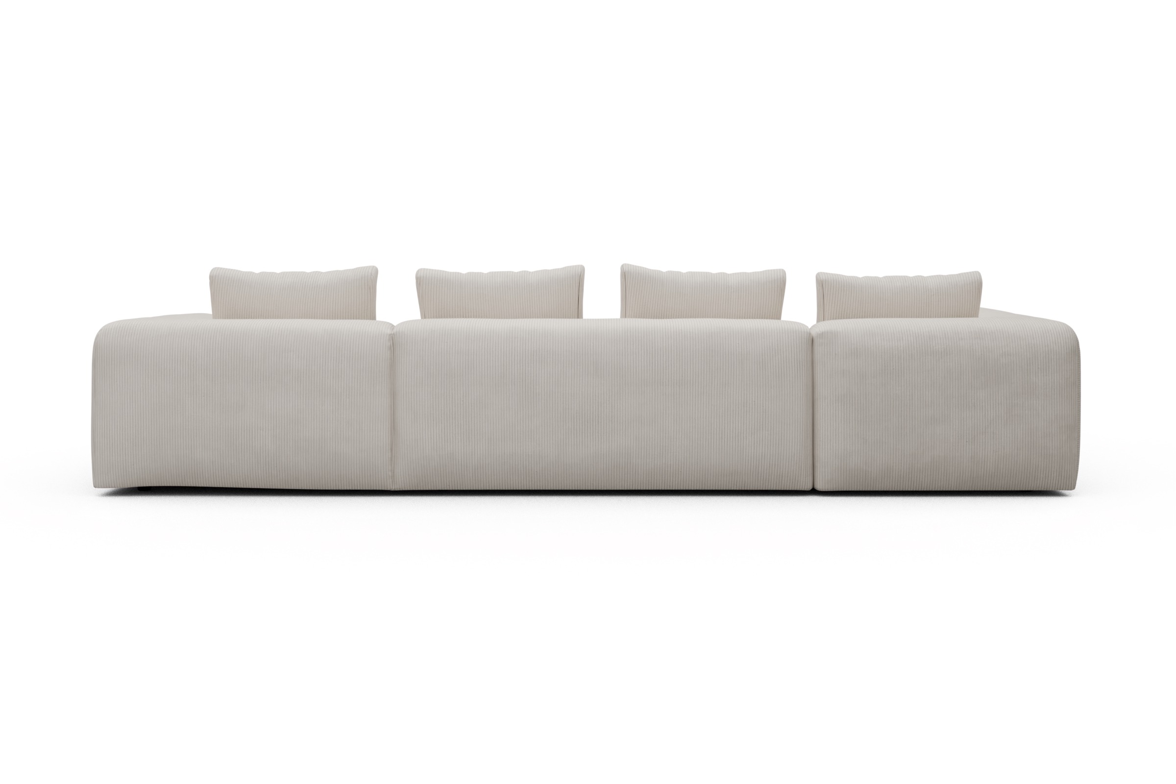 Wohnlandschaft Fred Chaiselongue rechts mit 2-Sitzer und lange Armlehne links Corduroy-Ivory