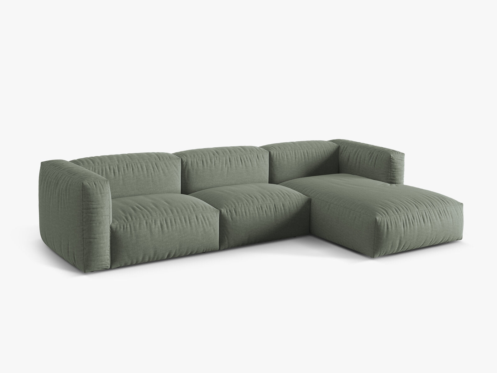 Micadoni Ecksofa Martina 3-Sitzer Rechts Strukturierter Stoff Boston Moßgrün