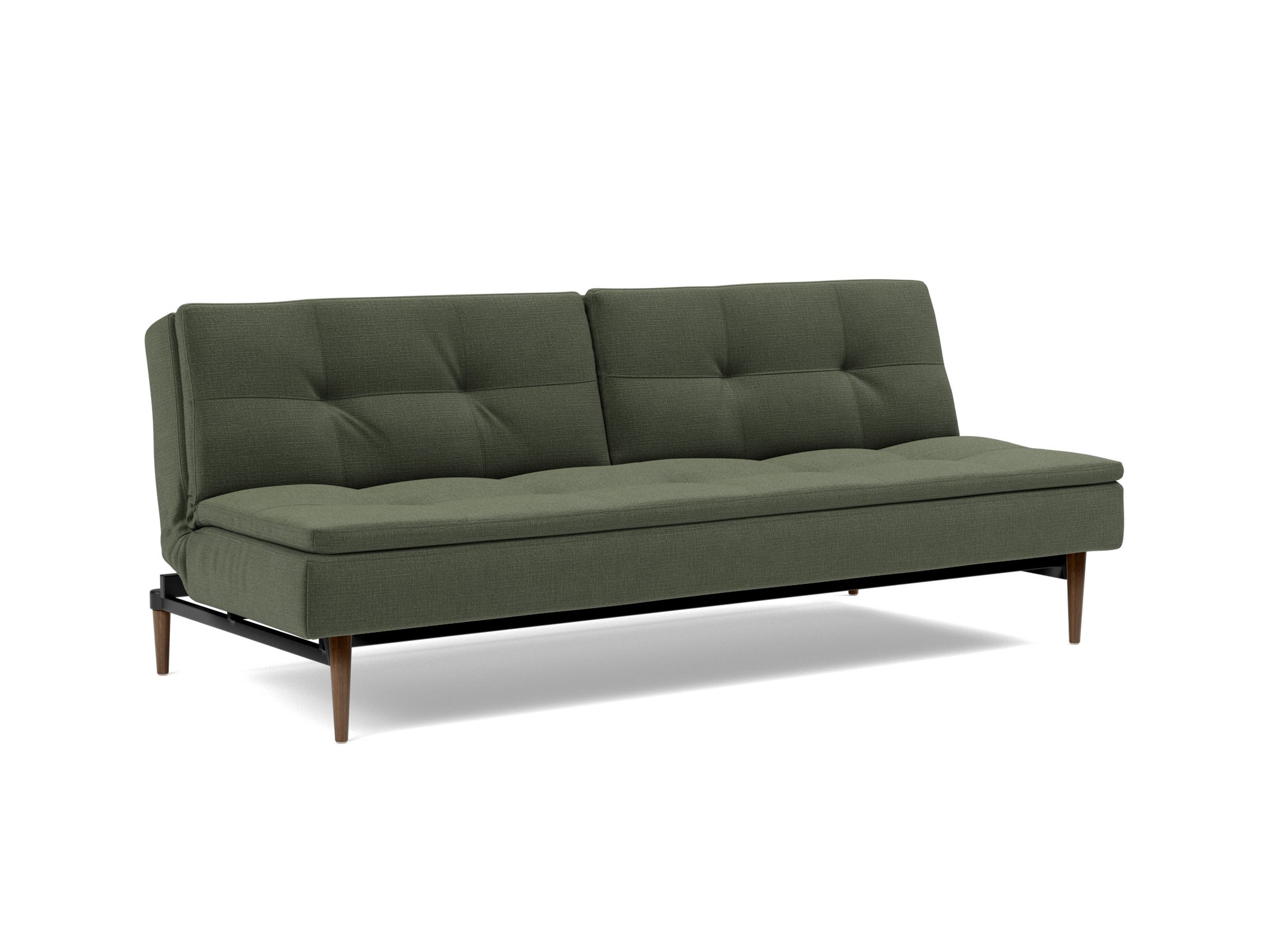 Schlafsofa Dublexo Chenille Esina 413-Olive-Green Beine Styletto Eiche dunkel