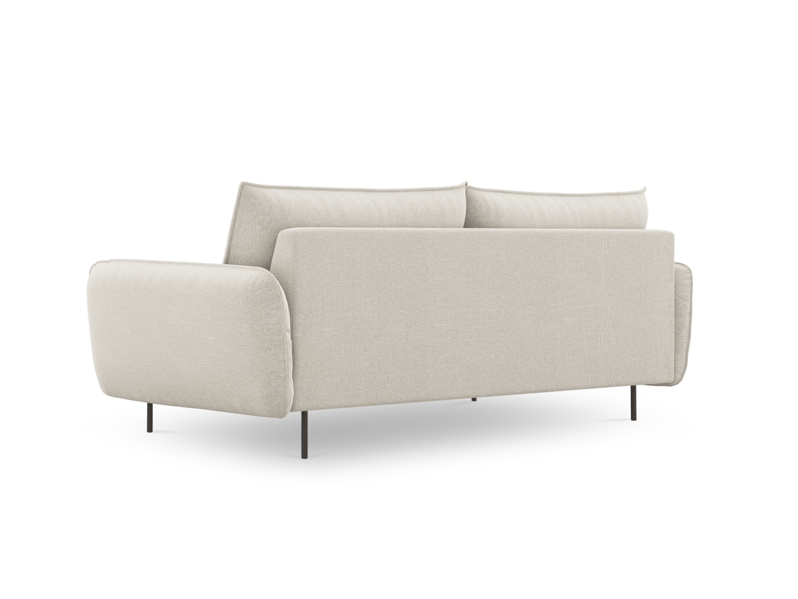 Cosmopolitan Design Sofa Vienna 4-Sitzer Strukturierter Stoff Positano Helles Beige Beine Schwarzes Metall