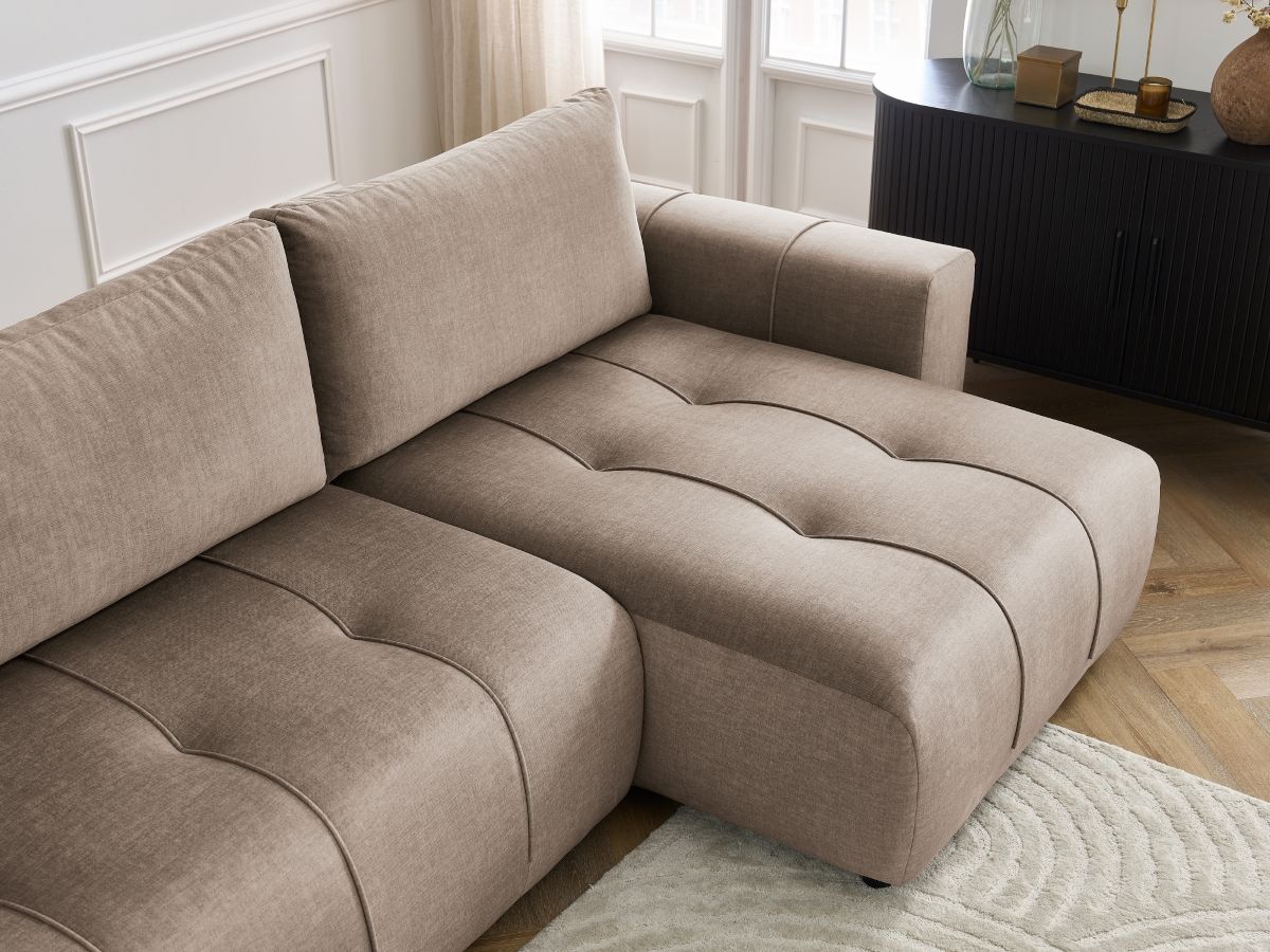 Bobochic Arsene Ecksofa mit Schlaffunktion und Bettkasten 288 × 148 cm Samt Taupe