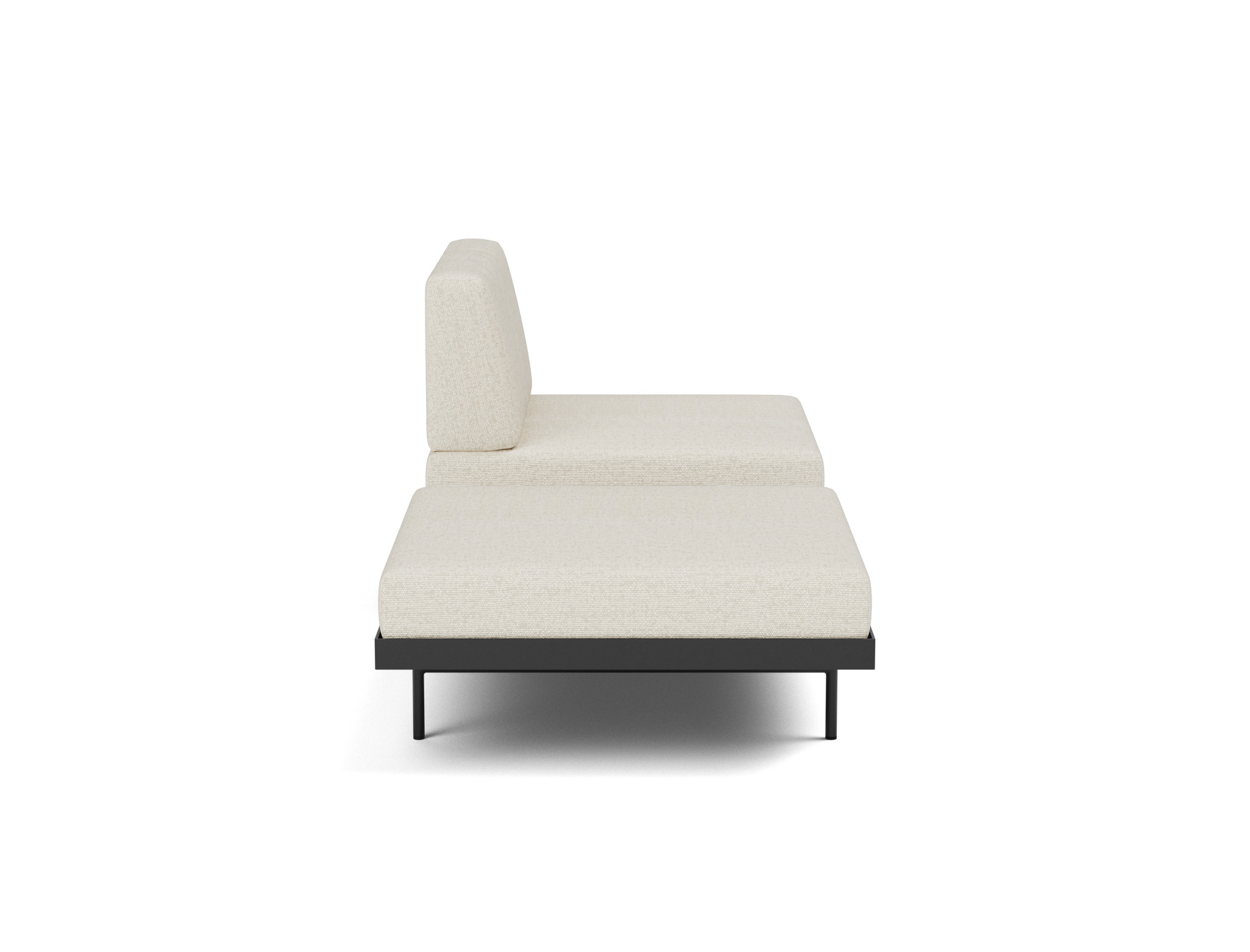 Tagesbett Puri Boucle Skandi 531-Off-White Beine mit Eichentisch