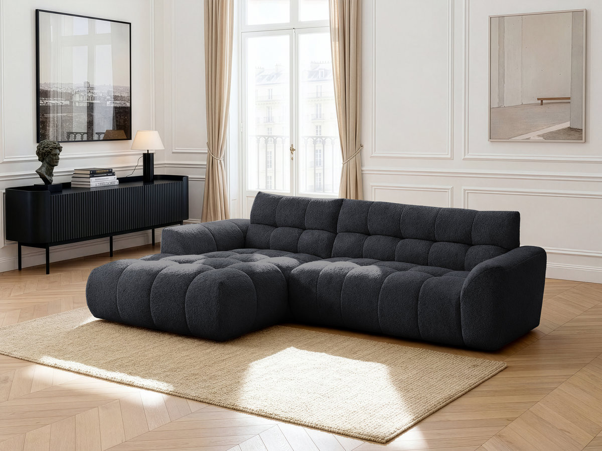 Bobochic Jaya Ecksofa Chenille Schwarz Ecke links