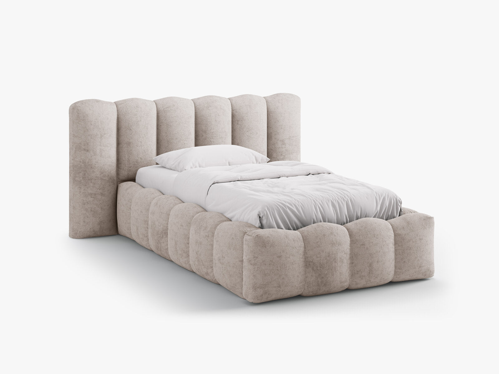 Micadoni Stauraumbett mit Kopfteil Lupine Chenille Perfect Harmony Beige
