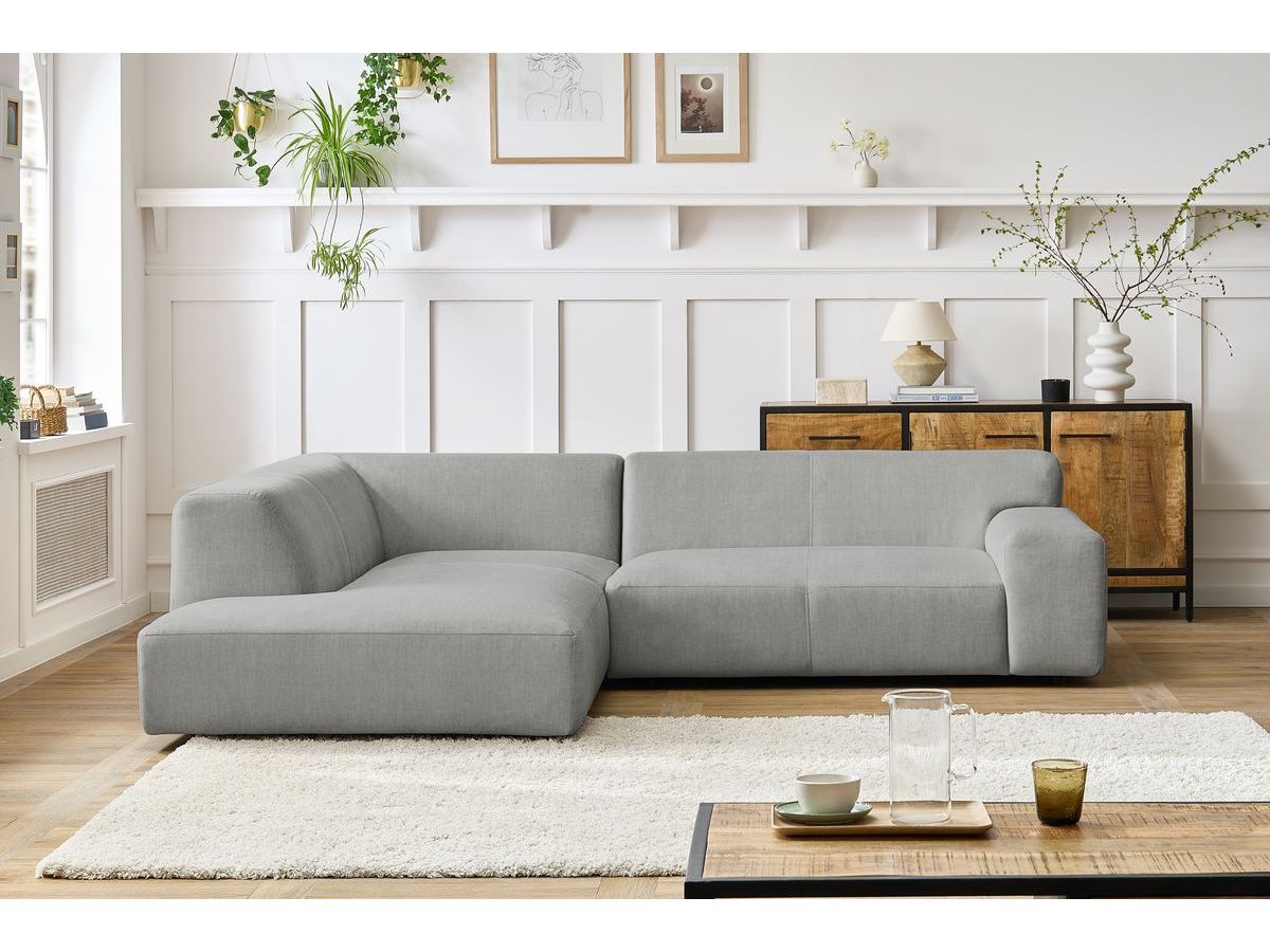 Bobochic Lavena Ecksofa 272 × 220 cm Samt Hellgrau Ecke links
