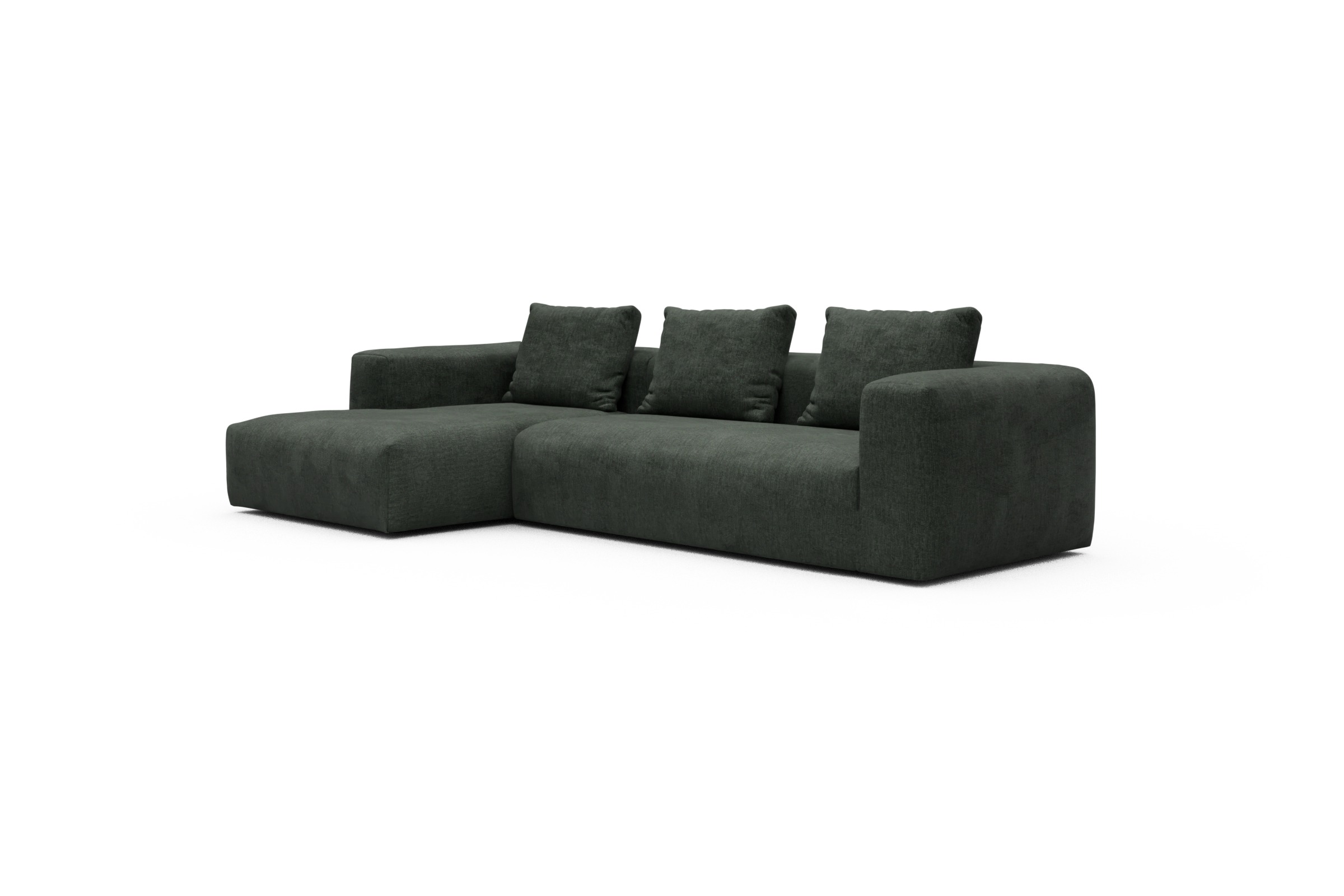Ecksofa Fred Chaiselongue links mit 2,5-Sitzer Aivi-Pine-Green