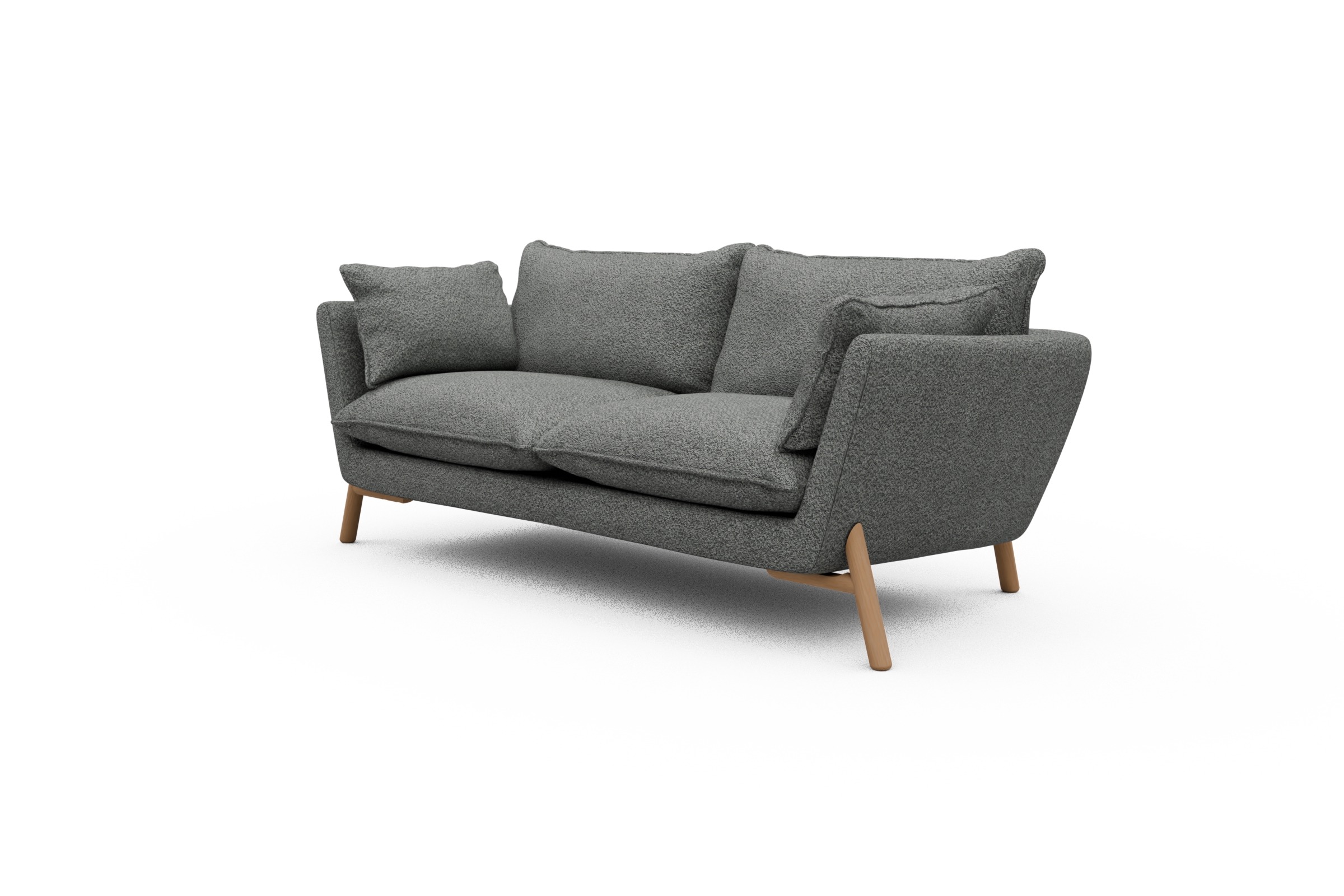 Sofa Emil PREMIUM 2-Sitzer Beinfarbe Eiche Natur Vanora-Warm-Grey