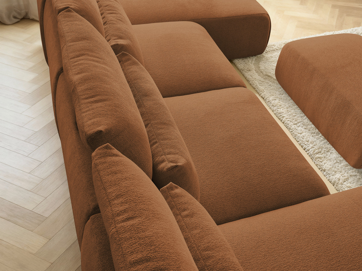 Bobochic Jana Wohnlandschaft mit kleinem Pouf Melange-Stoff Orange