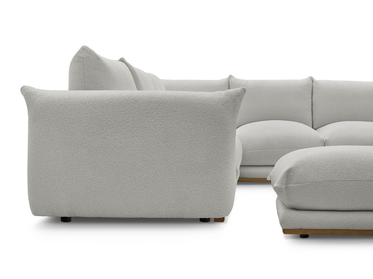 Bobochic Ernest Ecksofa mit Pouf Bouclé-Stoff Hellgrau