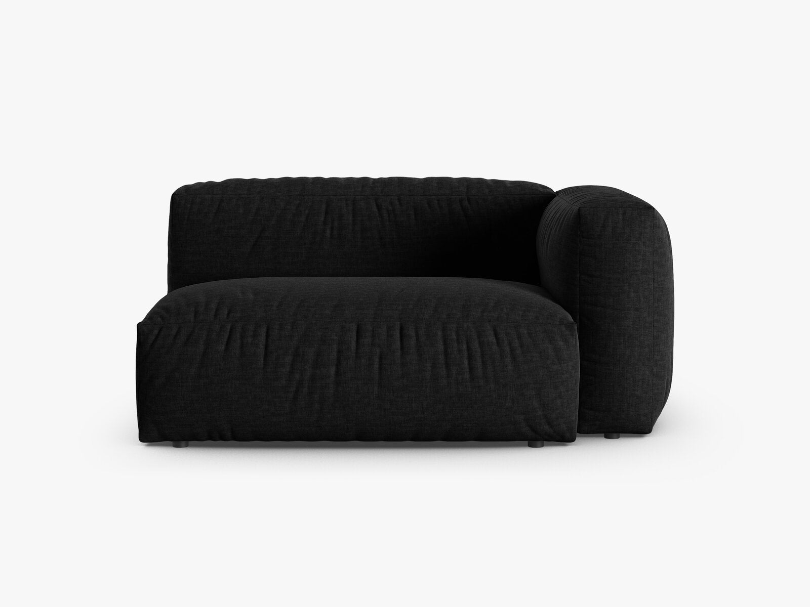 Micadoni Eckmodul mit Armlehne Martina 1-Sitzer Groß 90cm Sitztiefe Rechts Strukturierter Stoff Boston Schwarz