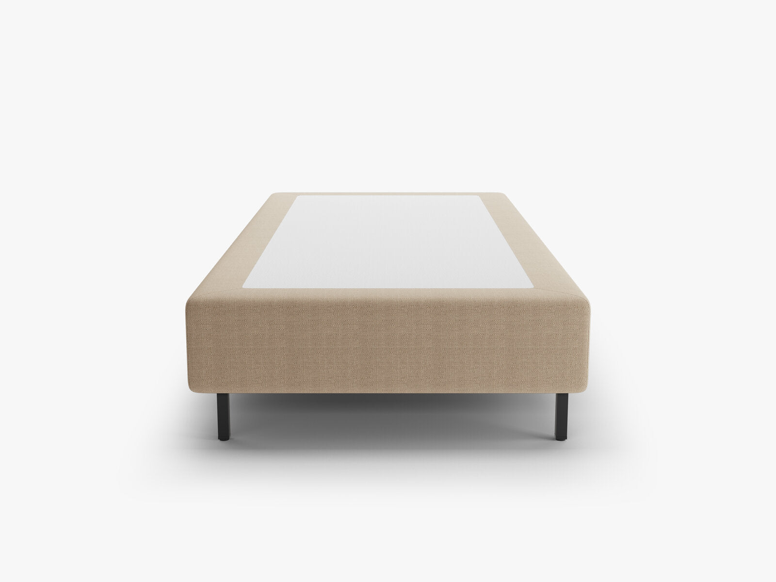 Micadoni Whale Polster-Bettgestell Strukturierter Stoff Babel Beige Schwarzes Metall 100x200