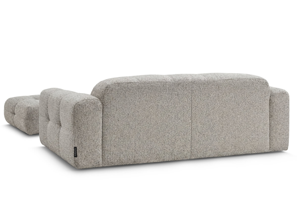 Bobochic Laura Sofa 3-Sitzer mit großem Pouf Melange-Stoff Taupe