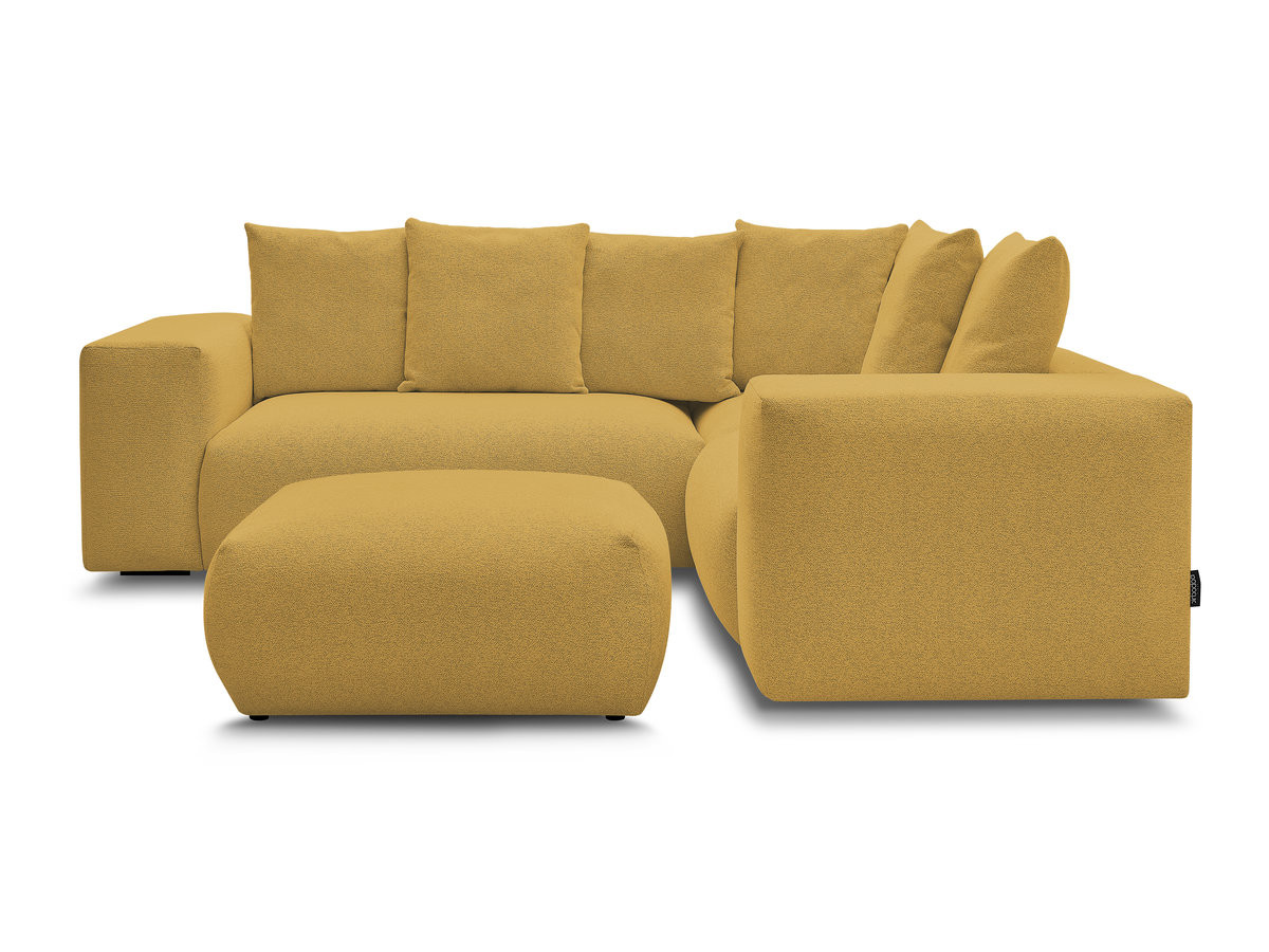 Bobochic Voltaire Ecksofa mit Pouf 268 × 214 cm Melange-Stoff Gelb Ecke rechts