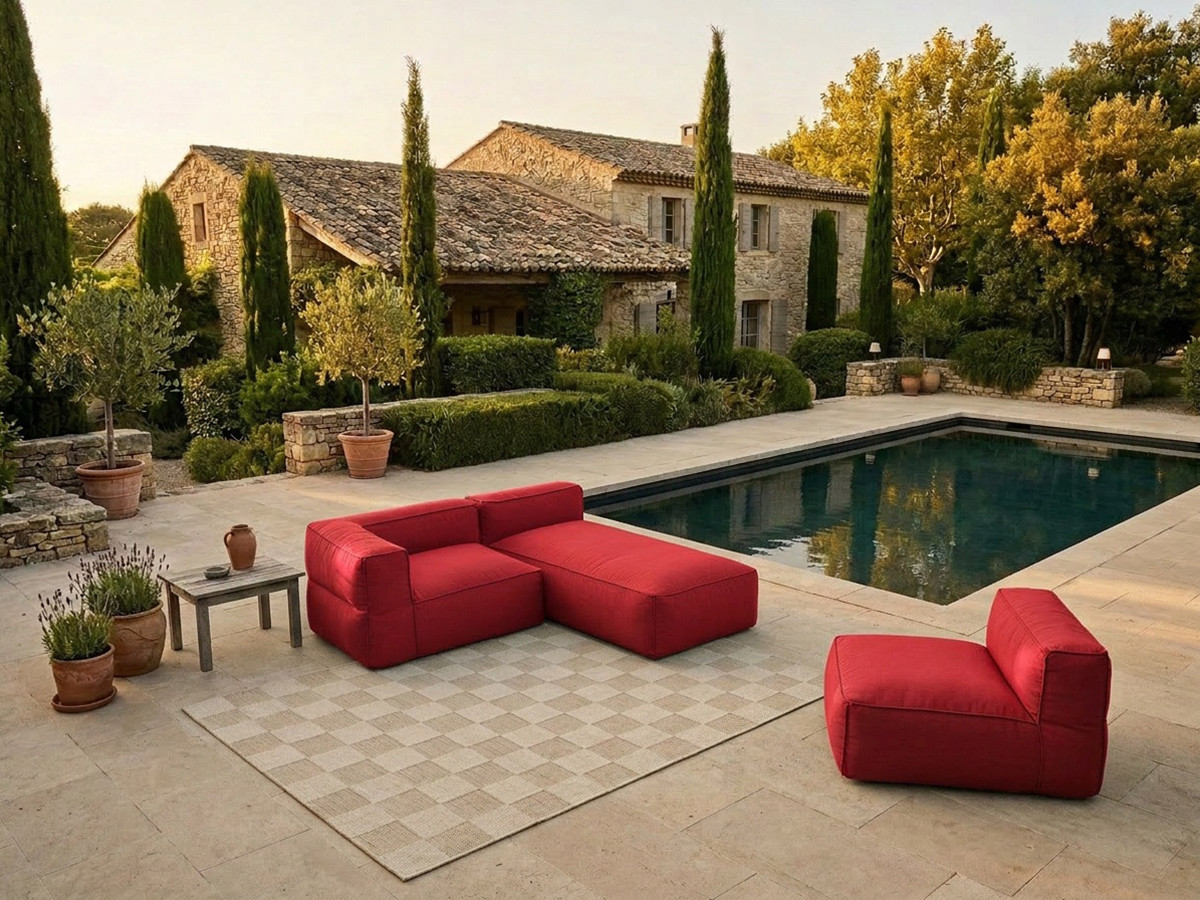 Bobochic Giulia Gartensofa 3-Sitzer 240 × 170 cm Stoff Rot
