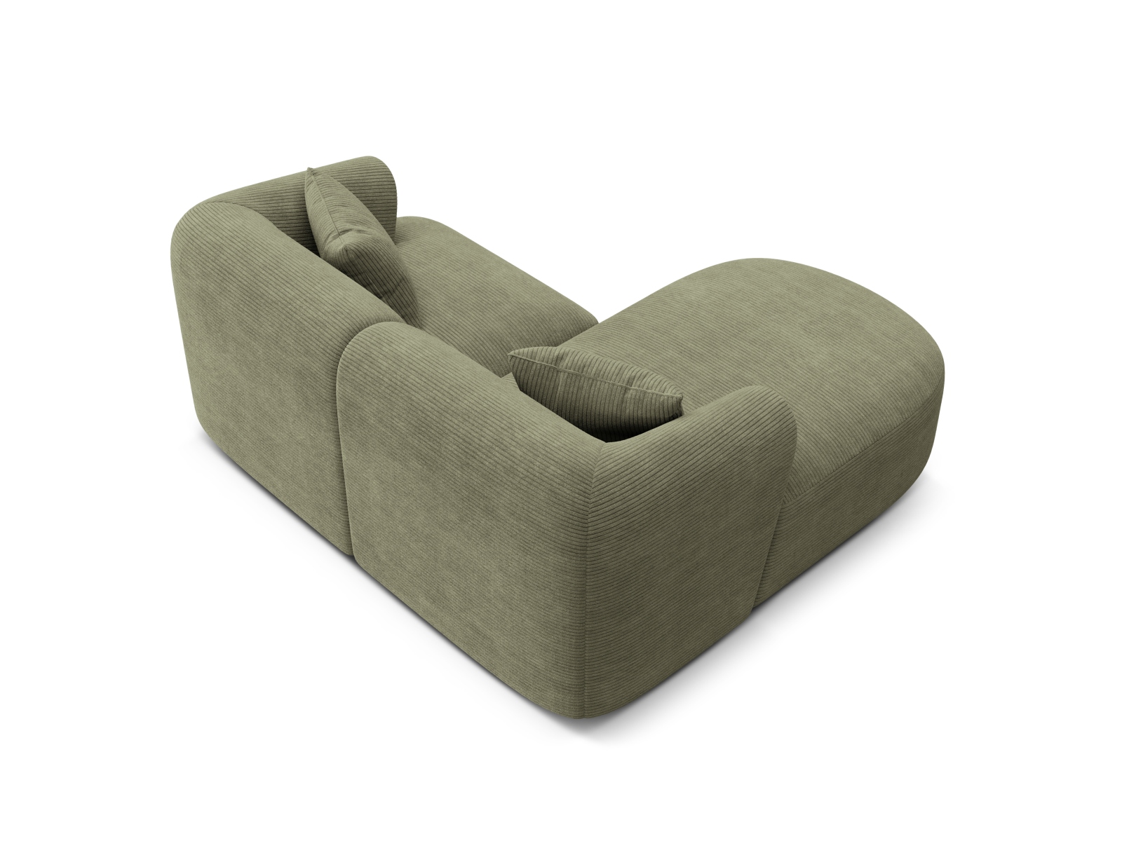Cosmopolitan Design Ecksofa Campi 3-Sitzer Kord Lincoln D Moosgrün Melange Links