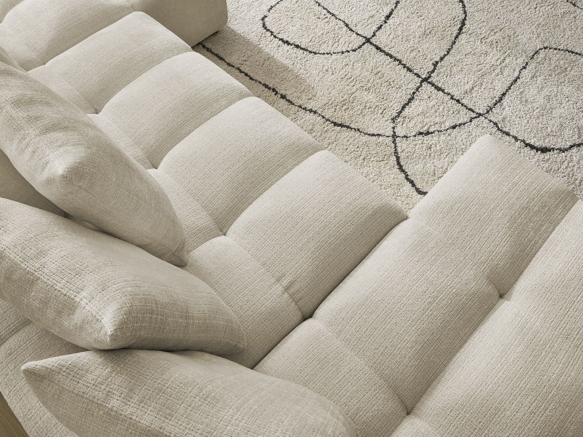 Bobochic Anakin Wohnlandschaft, 10 Kissen Strukturstoff Beige