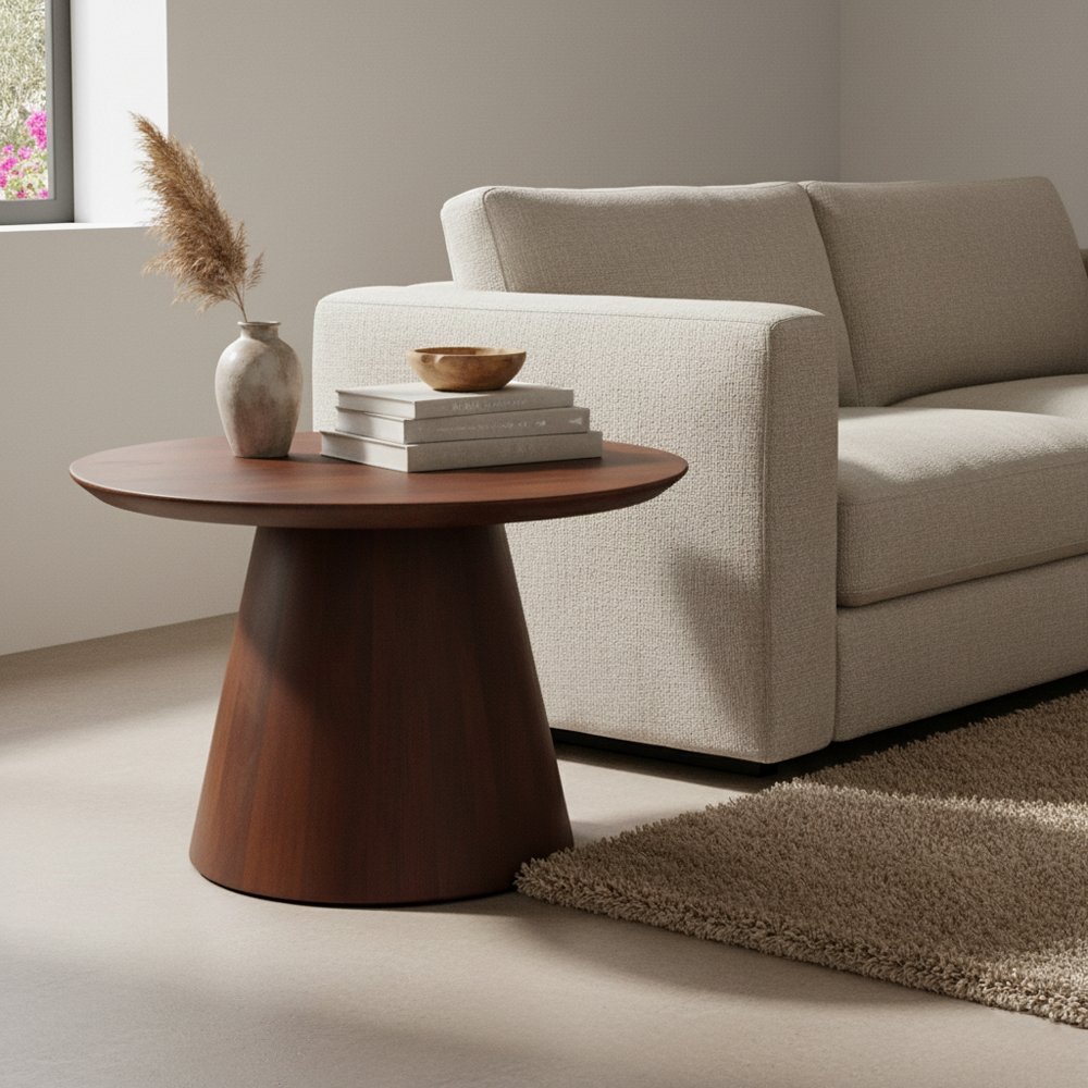 Raw Materials Bullnose Beistelltisch aus Mangoholz Cone Ø 55cm